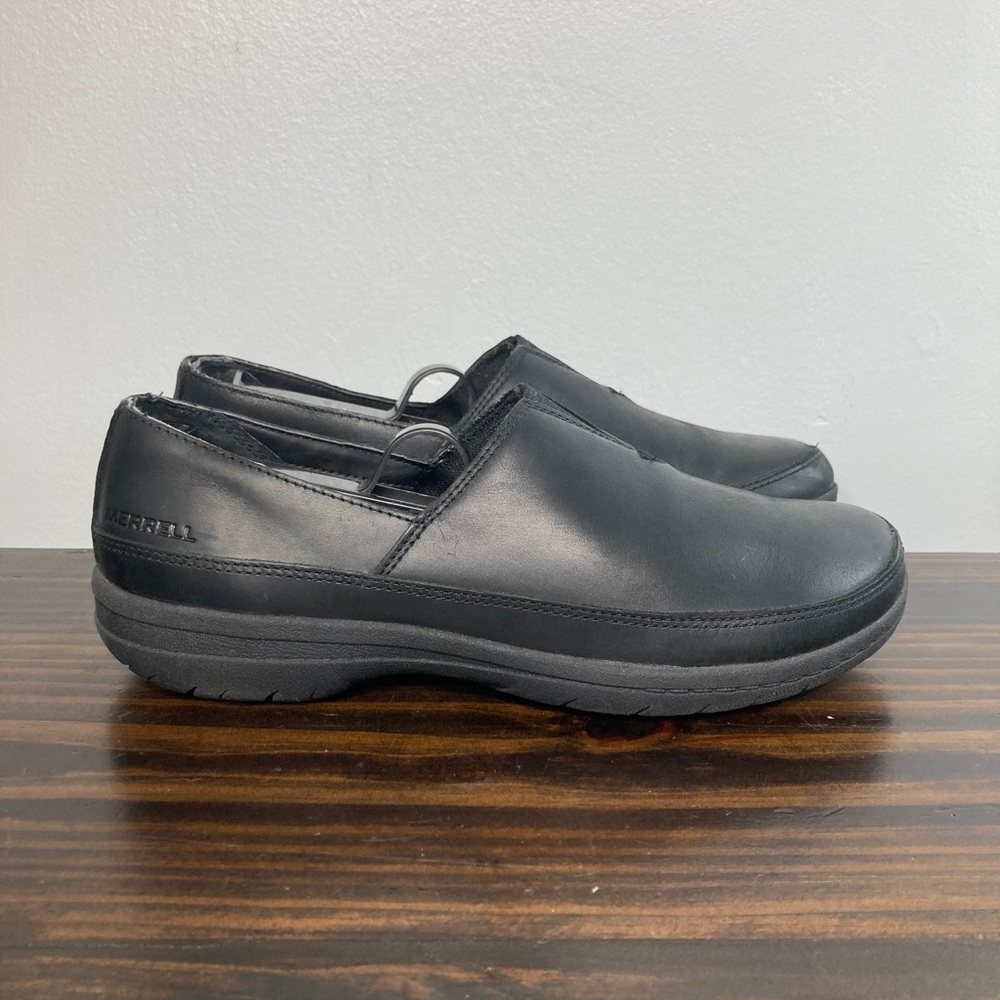 Merrell Encore Kassie Moc Black Leather Slip On Shoes Womens Size 6